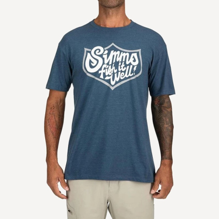 Футболка Simms Fish It Well Badge T-Shirt (Мужской; M; Sailor Blue Heather)